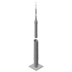 DEHN 103013 Telescopic Lightning Protection Mast W/Flange 15mm Round Conductor 40mm W 600mm H Steel