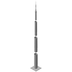 DEHN 103022 Telescopic Lightning Protection Mast W/Flange 15mm Round Conductor 57mm W 600mm H Steel