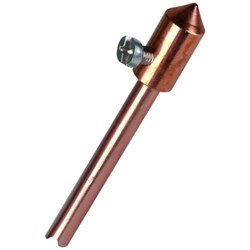 DEHN 110017 Air-Termination Tip 8mm Round Conductor 29mm L 2mm W 1mm D 3mm H Brass