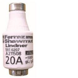 Mersen 598.0637 Fuse Link 63A 500VAC 27mm Dia x 50mm L 50kA gG