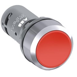ABB CP1-30R-20 Compact Non-Illuminated Pushbutton Flush Momentary Red Chrome Metal Bezel 2NO Screw