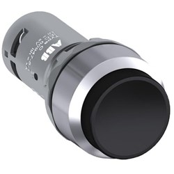ABB CP3-30B-11 Compact Non-Illuminated Pushbutton Extended Momentary Chrome Metal Bezel Black 1NO+1NC Screw