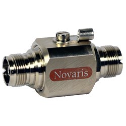 Novaris CU-FF-230-3 UHF RF Protector 20kA 50kA 230VDC 3GHz U-Type Female 25mm W 57mm D 25mm H Brass Nickel Plated IP55