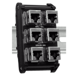 Red Lion DRRJ45P6 Parallel Connector 6 Port RJ-45 Connector DIN Rail Mount