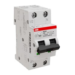 ABB DS201C16A10 Residual Current Circuit Breaker with Overcurrent Protection 6 kA 2-P 10mA 16A C-Curve TypeA IP40