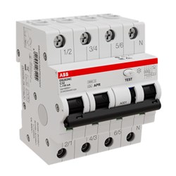 ABB DS203NCC32APR30 Residual Current Circuit Breaker with Overcurrent Protection 6 kA 4-P 30mA 32A C-Curve TypeA IP2X