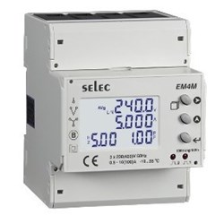 SELEC ENERGY METER THREE-PHASE DINRAIL MOUNT DIRECT CONNECT CECERTIFIED MODBUS RS485 EM4M-3P-C-100A