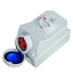 IPD EU67SS363 Switched Socket with Interlock 3 63A 230VAC/DC IP67 Polycarbonate PBT