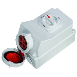IPD EU67SS563 Switched Socket with Interlock 5 63A 400VAC/DC IP67 Polycarbonate PBT