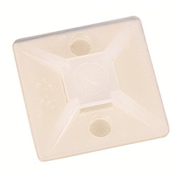 CABLE TIE MOUNTS 28x28mm WHITE ADHESIVE PACK QTY 100