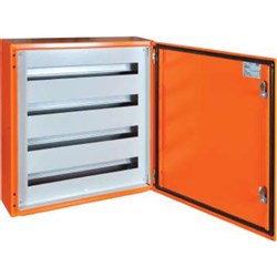 IPD HMSB404020A Hi-Base Metal Enclosure Mild Steel 400W 400H 200D Orange IP66 Single Door (3) 15 DIN -Module