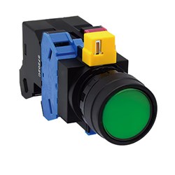 IDECHW1L-M120D2A Illuminated Pushbutton 22mm Flush Momentary Amber 2NO