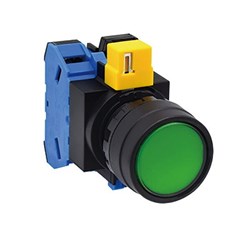 IDECHW1L-M122Q4G Illuminated Pushbutton 22mm Flush Momentary Green 2NO+2NC