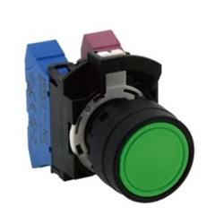 IDECHW1L-M1F10-M4-G Illuminated Pushbutton Transformer 22mm Flush Momentary Green 240/6VAC/DC 1NO