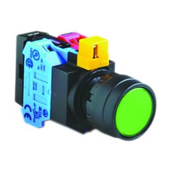 IDECHW1L-M1F11G-K Illuminated Pushbutton Kit 22mm Flush Momentary Green 6VAC/DC 1NO+1NC