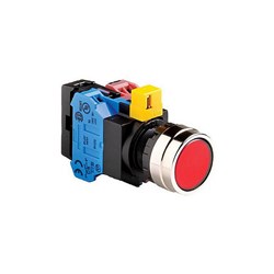 IDECHW4L-M1F01QD-R24 Illuminated Pushbutton 22mm Flush Momentary Red 24VAC/DC 1NC