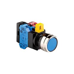 IDECHW4L-M1F10QD-S24 Illuminated Pushbutton 22mm Flush Momentary Blue 24VAC/DC 1NO