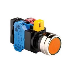 IDECHW4L-M1F11QD-A24 Illuminated Pushbutton 22mm Flush Momentary Amber 24VAC/DC 1NO+1NC