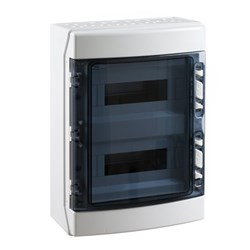IDE LC24P2X12-65 Transparent Lid With E+N Bars 12-Module 2-Row Halogen-Free Plastic RAL 7035 Grey Surface Mount IP65