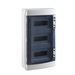 IDE LC36P3X12-65 Transparent Lid With E+N Bars 12-Module 3-Row Halogen-Free Plastic RAL 7035 Grey Surface Mount IP65