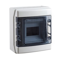 IDE LC6P1X6-65 Transparent Lid With E+N Bars 6-Module 1-Row Halogen-Free Plastic RAL 7035 Grey Surface Mount IP65