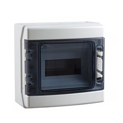 IDE LC8P1X8-65 Transparent Lid With E+N Bars 8-Module 1-Row Halogen-Free Plastic RAL 7035 Grey Surface Mount IP65