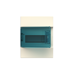 ABB M41W08T Surface Mount Load Centre 8-Module 1-Row White Wall Mount IP41 Transparent (Petrol Blue) Door