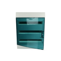 ABB M41W54T Surface Mount Load Centre 54-Module 3-Row White Wall Mount IP41 Transparent (Petrol Blue) Door