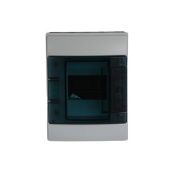 ABB M65W04T Surface Mount Load Centre 4-Module 1-Row Light Grey Wall Mount IP65 Transparent (Petrol Blue) Door
