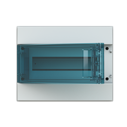 ABB M65W12T Surface Mount Load Centre 12-Module 1-Row Light Grey Wall Mount IP65 Transparent (Petrol Blue) Door