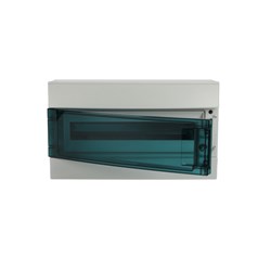 ABB M65W18T Surface Mount Load Centre 18-Module 1-Row Light Grey Wall Mount IP65 Transparent (Petrol Blue) Door