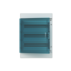 ABB M65W54T Surface Mount Load Centre 54-Module 3-Row Light Grey Wall Mount IP65 Transparent (Petrol Blue) Door