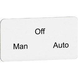 ABB MA6-1086 Legend Plate 27mm W 15mm H 1mm D Legend: MAN - OFF - AUTO Plastic For M3SS C3SS Pilot Devices