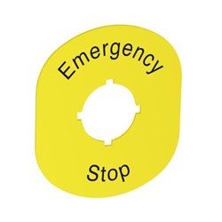 ABB MA6-1101 Legend Plate 74mm W 59mm H 1mm D Black/Yellow Legend: EMERGENCY STOP Plastic