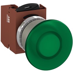 ABB MMMIG4ASP210 Illuminated Pushbutton Kit 40mm Mushroom Maintained Green 24VAC/DC 1NO Screw Power Supply