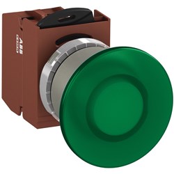 ABB MMMIG4OSL210 Illuminated Pushbutton Kit 40mm Mushroom Momentary Green 24VAC/DC 1NO Screw LED Block