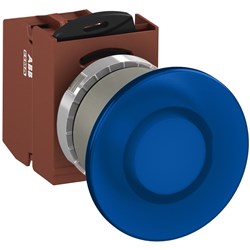 ABB MMMIL4OSL401 Illuminated Pushbutton Kit 40mm Mushroom Momentary Blue 230VAC/DC 1NC Screw LED Block
