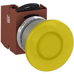 ABB MMMIY4ASP210 Illuminated Pushbutton Kit 40mm Mushroom Maintained Yellow 24VAC/DC 1NO Screw Power Supply