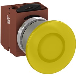 ABB MMMIY4ASP211 Illuminated Pushbutton Kit 40mm Mushroom Maintained Yellow 24VAC/DC 1NO+1NC Screw Power Supply