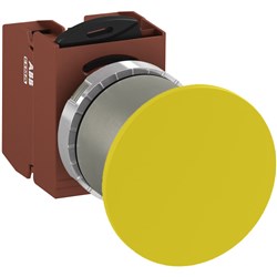 ABB MMMNY4AS11 Non-Illuminated Pushbutton Kit 40mm Mushroom Maintained Yellow 1NO+1NC Screw