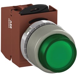 ABB MMPIEGOSL410 Illuminated Pushbutton Kit 22mm Extended Momentary Green 230VAC/DC 1NO Screw LED Block