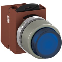 ABB MMPIELASP410 Illuminated Pushbutton Kit 22mm Extended Maintained Blue 230VAC/DC 1NO Screw Power Supply
