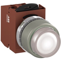 ABB MMPIEWASP210 Illuminated Pushbutton Kit 22mm Extended Maintained White 24VAC/DC 1NO Screw Power Supply