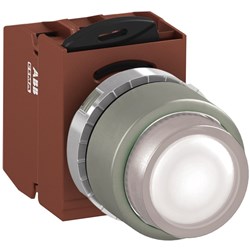 ABB MMPIEWOSL411 Illuminated Pushbutton Kit 22mm Extended Momentary White 230VAC/DC 1NO+1NC Screw LED Block