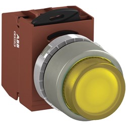 ABB MMPIEYOSP311 Illuminated Pushbutton Kit 22mm Extended Momentary Yellow 110VAC/DC 1NO+1NC Screw Power Supply