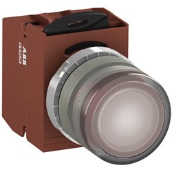 ABB MMPIFCAFP402 Illuminated Pushbutton Kit 22mm Flush Maintained Clear 230VAC/DC 2NC Faston Power Supply