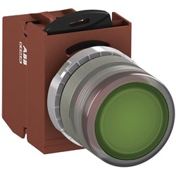 ABB MMPIFGASL410 Illuminated Pushbutton Kit 22mm Flush Maintained Green 230VAC/DC 1NO Screw LED Block