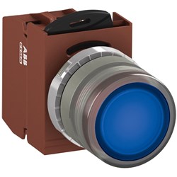 ABB MMPIFLOSL301 Illuminated Pushbutton Kit 22mm Flush Momentary Blue 110VAC/DC 1NC Screw LED Block