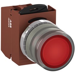 ABB MMPIFRASL301 Illuminated Pushbutton Kit 22mm Flush Maintained Red 110VAC/DC 1NC Screw LED Block