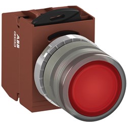 ABB MMPIFRASP020 Illuminated Pushbutton Kit 22mm Flush Maintained Red 6VAC/DC 2NO Screw Power Supply